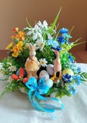 Stroik wielkanocny wiosenny na stół 30 cm kwiaty ceramiczne ozdoby prezent
