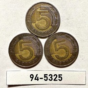 Moneta 5 zł  1994 rok ZESTAW = 3 szt. 94-5325