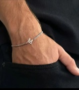 Branzoletka z literą, od A do Z kolor srebrny 