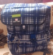 Plecak w kratkę pakowny z jedną przegrodą