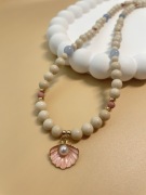 Naszyjnik handmade ~ kamień rzeczny ~ rodonit ~ niebieski morganit