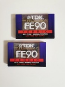 Kasety magnetofonowe TDK FE90 Ferric zapakowane vintage retro