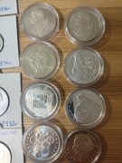 Zestaw monet srebrnych  Ag 23szt. Bardzo ładne połysk srebro 