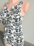 Czarno-biała bluzka na szerokich ramiączkach