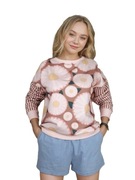 Bluza bawełniana damska kolorowa kwiaty paski kropki brąz róż oversize r. M