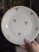 Komplet 6 szt talerze obiadowe Porcelana Chodzież zlote zdobienia  prl 