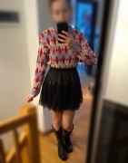 Bawełniany sweter Fobya, romby, serduszka, XS-M, długi rękaw