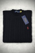 Polo Ralph Lauren sweter vintage cable knit czarny basic S unisex
