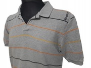 *III MĘSKIE POLO REEBOK S/M PASKI SZARA BAWEŁNA 100%
