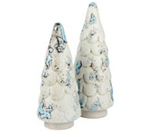 Dekoracja Ceramiczna / Szklana Choinka - Biała / Niebeska - Dwa rozmiary