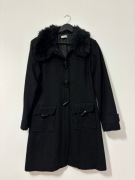 Czarny długi klasyczny płaszcz z wełny C&A L XL