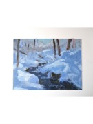 Oryginalny obraz olejny – Zimowy potok – 30x40 cm + Certyfikat