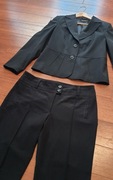 elegancki vintage damski komplet żakiet + spodnie czarny Bolero 44/XXL