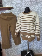 Dres komplet dzianinowy brązowy sweterkowy turecki biust 120 uniwersalny