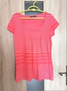 Koralowa bluzka na krótki w paski rozmiar L