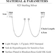 Kolczyki z łańcuszkiem mankietowym ze srebra próby 925