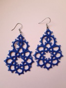 Kolczyki chabrowe koronkowe frywolitka