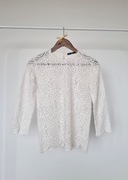 Koronkowa biała bluzka Zara S ażurowa