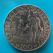 100 koron1948 Czechosłowacja 600-lecie Uniwersytetu Ag 0,500 waga 14 g