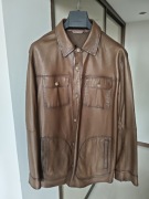 Massimo Dutti kurtka koszulowa skórzana męska brązowa rozmiar L/XL