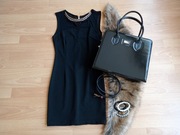 Sukienka złoty zamek 36 S siatka mała czarna mini super