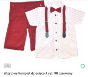 Wizytowy komplet dziecięcy 4 szt. elementowy czerwony rozmiar 98 