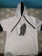 Komplet biała bluza z kapturem i białe dresy