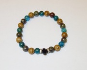 Bransoletka z kamieni naturalnych z krzyżykiem męska + gratis