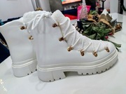 Białe śniegowce damskie wrapery trapery sznurowane 41 