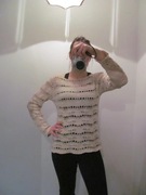 Beżowy, ecrue sweter z długim rękawem, vintage