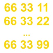 Pakiet kolejnych od 720 66 33 11 do 66 33 99