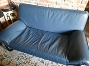 Sofa skórzana w kolorze niebieskim/navy 