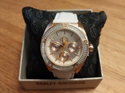 Harley Davidson Bulova Złoty Kryształki unikalny damski zegarek Nowy