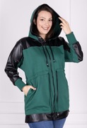Womanary zielona bluza z eco skórą plus size xxxl 50 52