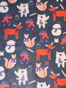 Papier do pakowania "Zwierzęta w szalikach", 70 cm x 2,5 m