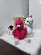 Zestaw 2 maskotek handmade – flaming + łabędź| ręcznie robione | prezent