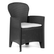 Fotel ogrodowy Folia Antracyt szara poduszka rattan Balkon Taras