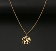 Naszyjnik złoty stal szlachetna globus mapa świat