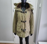 Kurtka zimowa Zara S zielona gruba z kapturem oversize XS/S