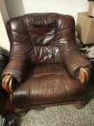 FOTEL dębowy stelaż skóra naturalna 100% vintage lata 90 80 Kasia Irena