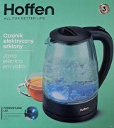 Szklany Czajnik elektryczny Hoffen 2200 W 1,8 l czarny NOWY