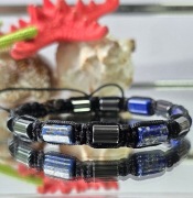 BRANSOLETKA KAMIEŃ LAPIS LAZULI HEMATYT  REGULOWANA UNIWERSALNY ROZMIAR !