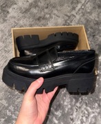 Czarne Skórzane Eleganckie Damskie  Mokasyny Zign 38 EU