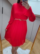 Czerwona sukienka z wiązaniem z tyłu kokarda S 36 elegancka na święta