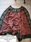 Płaszcz z półkola wełniany, bogato zdobiony, długość 135cm