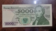 banknot Polska 5000zł 1988r bezobiegowy