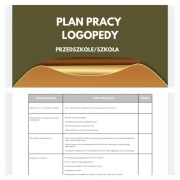 Plan pracy logopedy - przedszkole/szkoła. Wklejka. Pdf