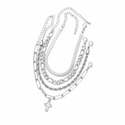 Zestaw 4 Bransoletek Męskich Stal Szlachetna– Mix Splotów i Zawieszka Krzyż