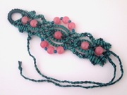 BRANSOLETKA MAKRAMA HAND MADE NIEBIESKO RÓŻOWA