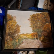 Obraz pejzażowy wiejski. Artysta A. Zieliński